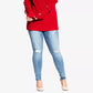 City Chic Women's Trendy Plus Size Grommet-Sleeved Sweater Red Size 22W