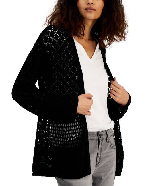 INC International Concepts Women's Sweater Combo Large Tie-Dye Knitted Pullover Black-Size Large