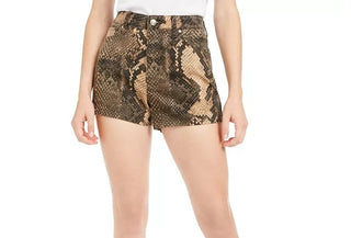 Guess Women's Snake Print Shorts Beige Size 27