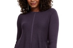 Style & Co Women's Mixed Stitch Tunic Sweater Purple Size Petite S