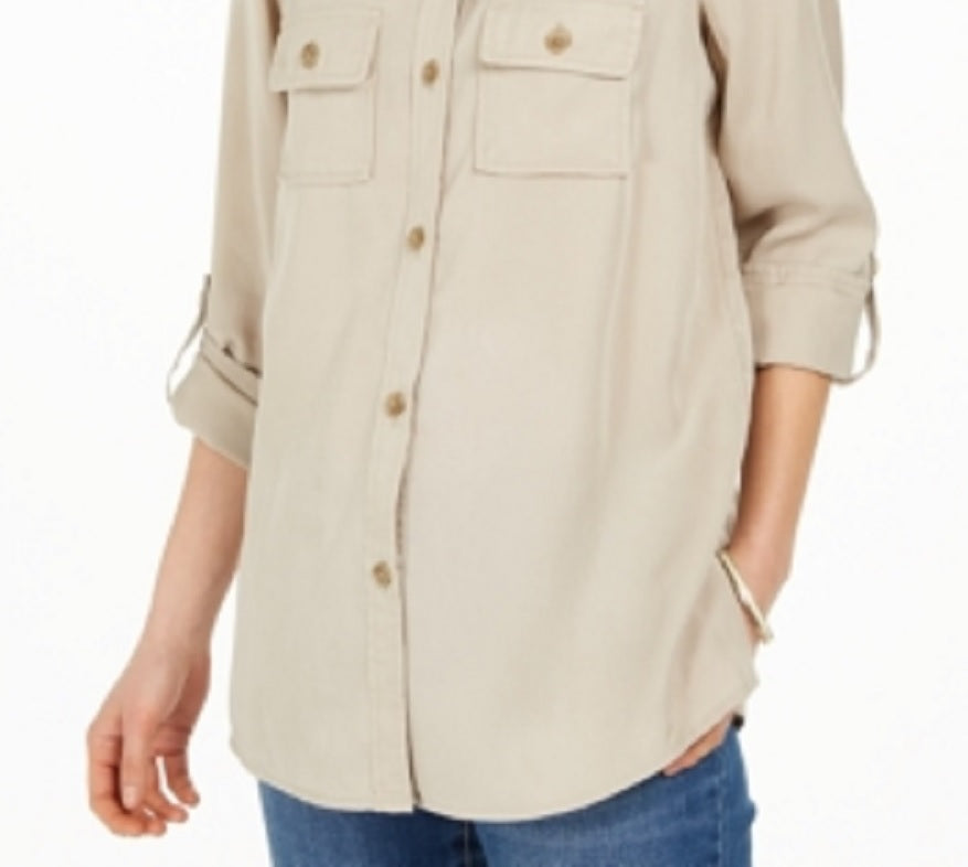 Charter Club Women's Utility Shirt Sedona Brown Size Medium