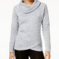 Ideology Women's Plus Fleece Cowl Neck Pullover Top Grey Size 3X