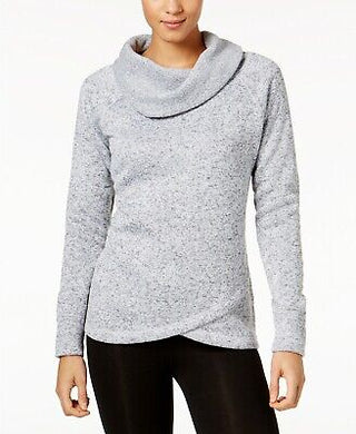 Ideology Women's Plus Fleece Cowl Neck Pullover Top Grey Size 3X