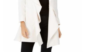 Anne Klein Women's Cascade Collar Topper Jacket Pearl White Size 4