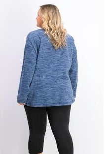 Karen Scott Women's Petite Marled Sweatshirt Blue Size Medium