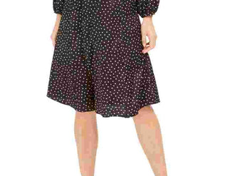 Calvin Klein Women's Tie-Neck Polka Dot Jacquard Dress Black Size 12