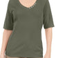 Karen Scott Women's Button-Detail V-Neck Top Green Size Medium