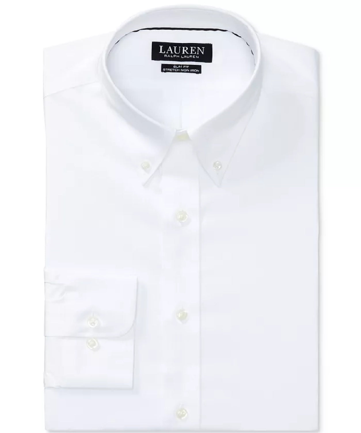 Ralph Lauren Men's Slim-Fit Non-Iron Stretch Poplin Dress Shirt White Size 32/33