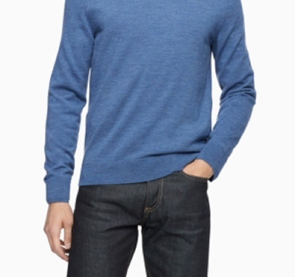 Calvin Klein Men's Merino Wool Pullover V Neck Sweater Blue Size X-Small