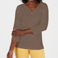 Karen Scott Women's Eyelet-Trim Top Brown Size Medium