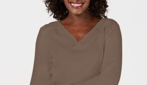 Karen Scott Women's Eyelet-Trim Top Brown Size Medium