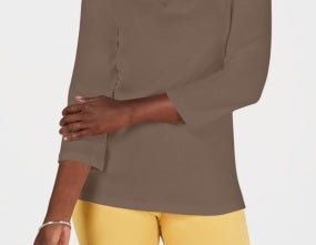 Karen Scott Women's Eyelet-Trim Top Brown Size Medium