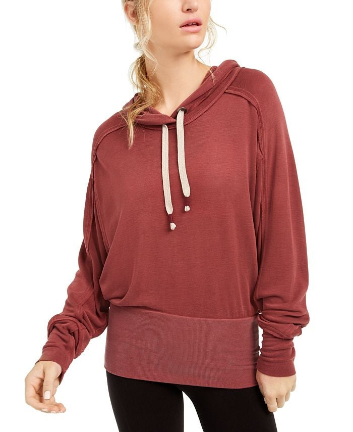 Free People Women's Drawstring Pullover Hoodie Brown Size XS