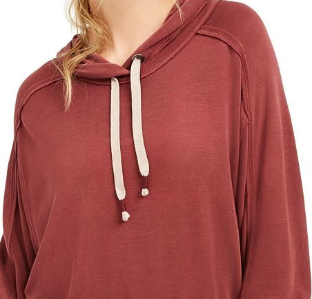 Free People Women's Drawstring Pullover Hoodie Brown Size XS