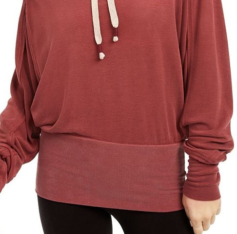 Free People Women's Drawstring Pullover Hoodie Brown Size XS