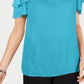 JM Collection Women's Ruffled Off-The-Shoulder Top Blue Size XX-Large