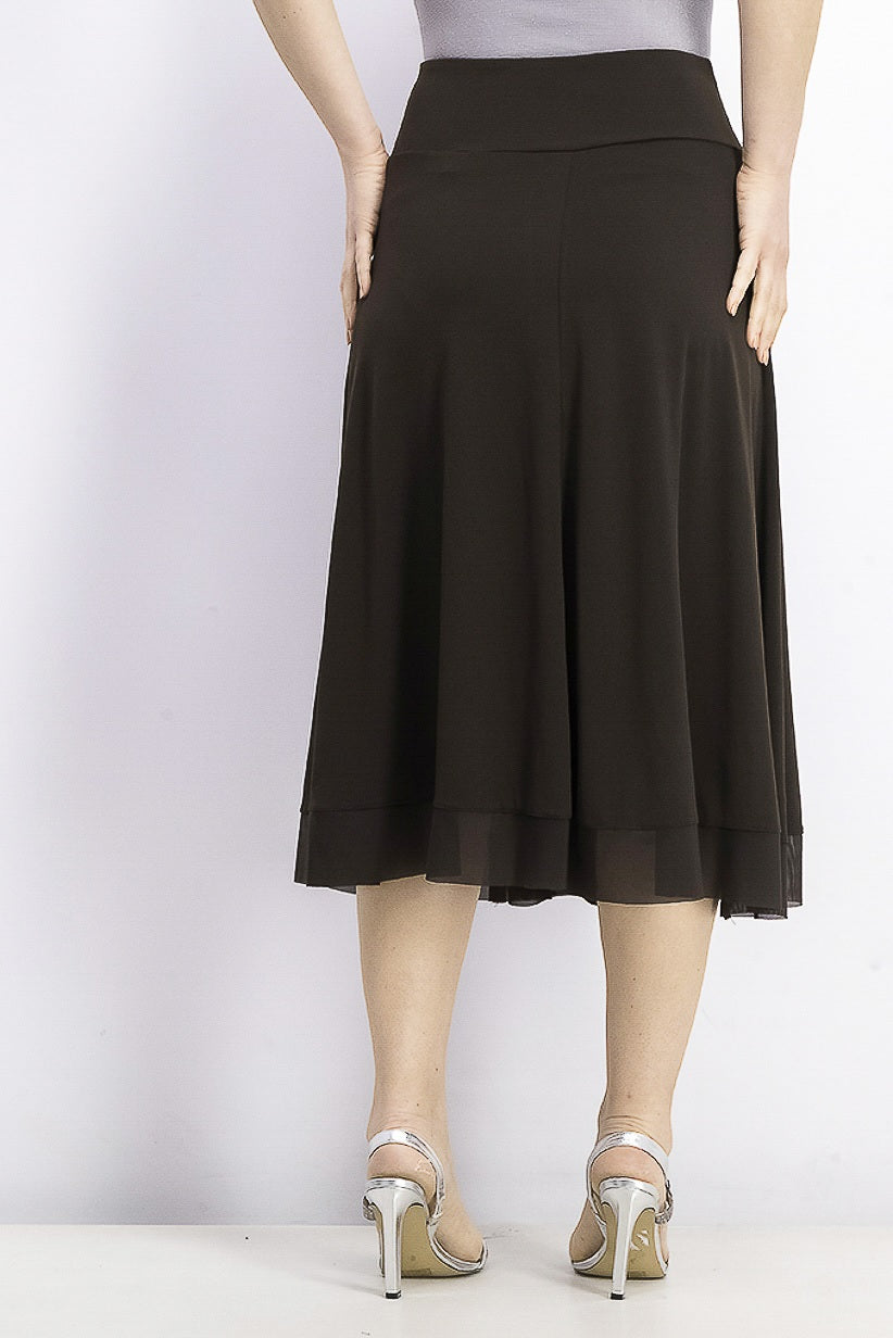 JM Collection Women's Petite Mesh-Hem A-Line Skirt Espresso brown Size SM