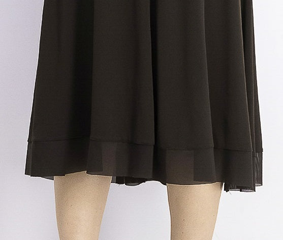 JM Collection Women's Petite Mesh-Hem A-Line Skirt Espresso brown Size SM