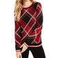 Charter Club Women's Plaid Crewneck Sweater Black/Red Size X-Small