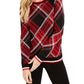 Charter Club Women's Plaid Crewneck Sweater Black/Red Size X-Small
