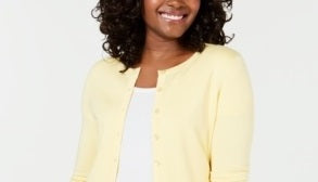 Charter Club Women's Long-Sleeve Button-Front Cardigan Yellow Size X-Large