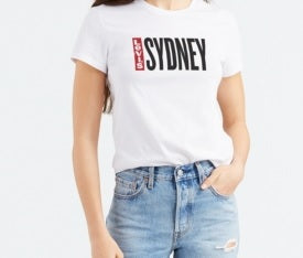 Levi's Women's Batwing Logo Cotton Cities T-Shirt White Size Medium