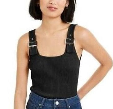 Bar III Women's Buckle Tank Top -Black Size XS