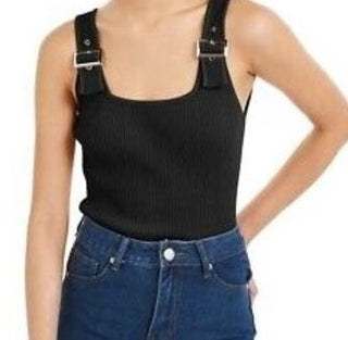 Bar III Women's Buckle Tank Top -Black Size XS