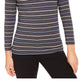 Anne Klein Women's Striped Long Sleeve Jewel Neck Top Blue Size X-Small