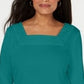 Karen Scott Women's Crochet Square-Neck Top Green Size X-Small