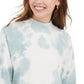 Pink Rose Juniors' Mock-Neck Tie-Dyed Sweatshirt Black/White Size Small