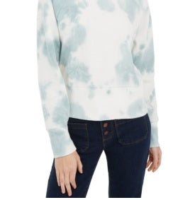 Pink Rose Juniors' Mock-Neck Tie-Dyed Sweatshirt Black/White Size Small