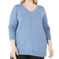 Karen Scott Women's Plus V-Neck Sweater Blue Size 0X