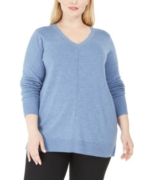 Karen Scott Women's Plus V-Neck Sweater Blue Size 0X