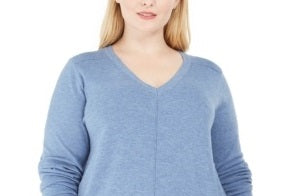 Karen Scott Women's Plus V-Neck Sweater Blue Size 0X