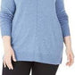 Karen Scott Women's Plus V-Neck Sweater Blue Size 0X