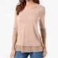 Style & Co Women's 3/4 Sleeve Scoop Neck Top Pink Size X-Small