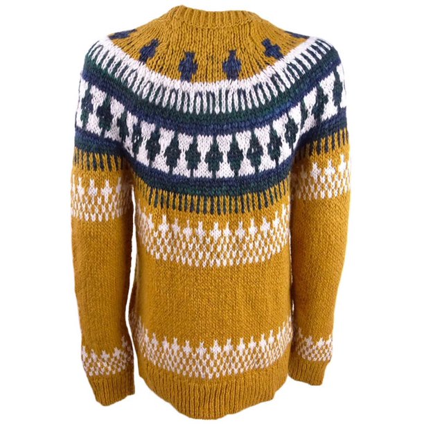 Lucky Brand Women's Wool Blend Fair Isle Crewneck Sweater Yellow Size Large