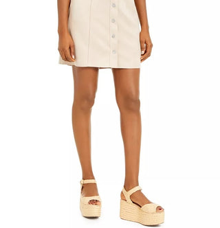 Bar III Women's Faux-Suede Button-Front Mini Skirt Beigekhaki Size 0