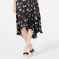Alfani Women's Ruffled Floral-Print Midi Skirt Black Size 6