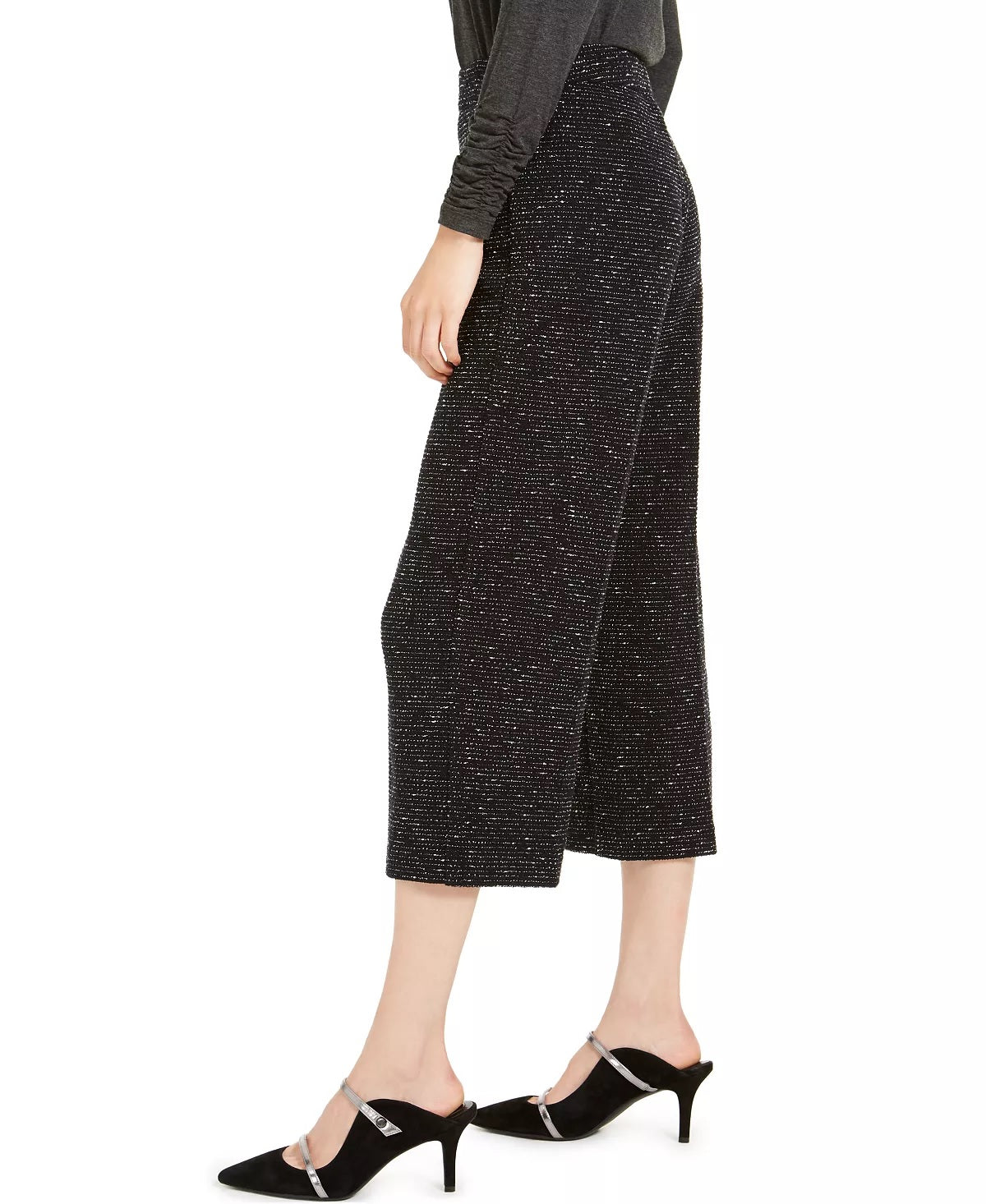 Alfani Women's Pull-On Wide-Leg Jacquard Culottes Black Size Large