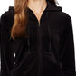 Juicy Couture Women's Full Zip Velvet Hoodie Black Size X-Large