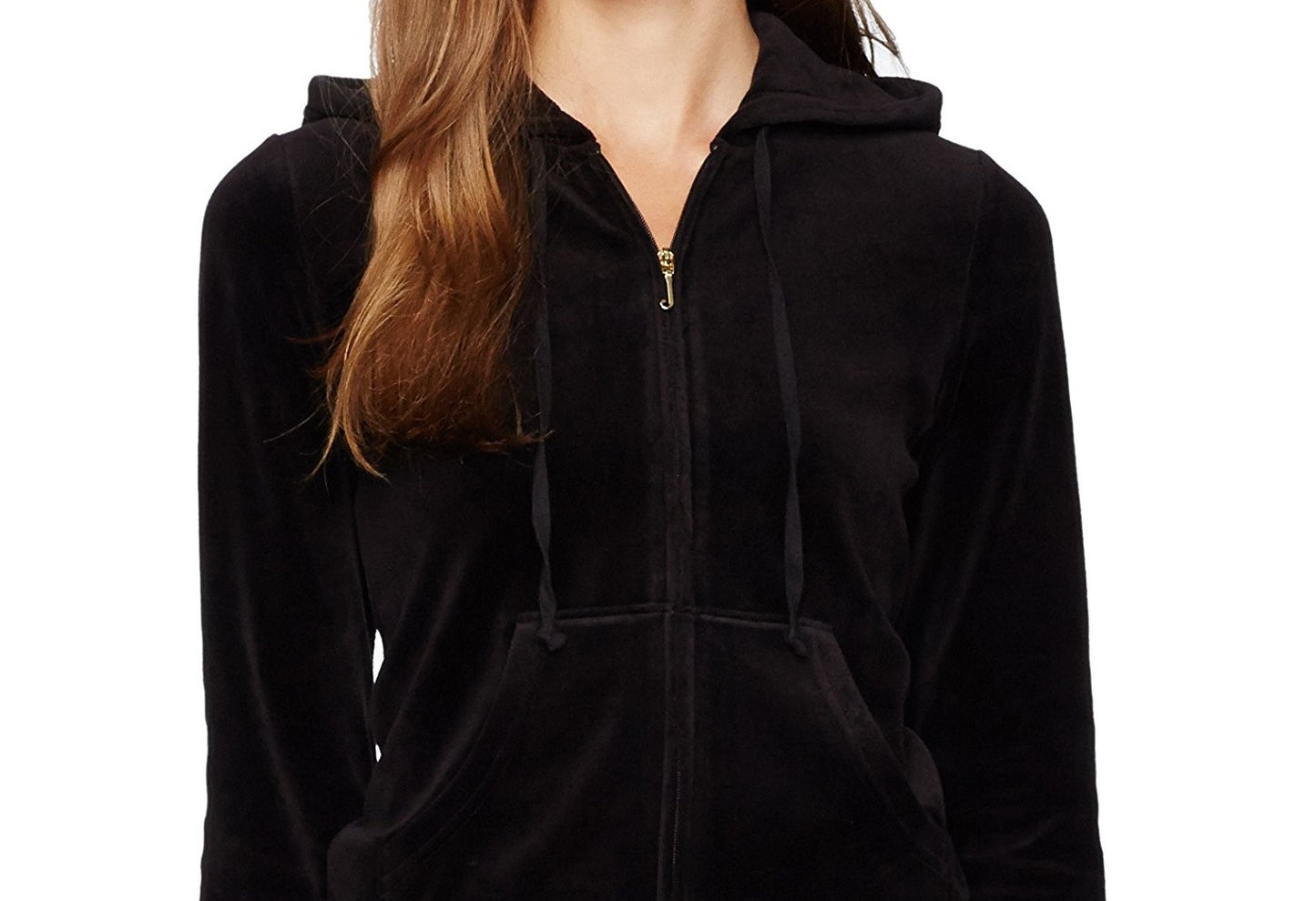 Juicy Couture Women's Full Zip Velvet Hoodie Black Size X-Large