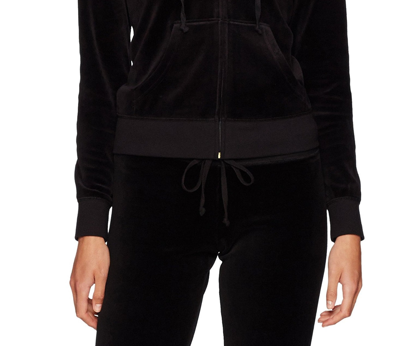 Juicy Couture Women's Full Zip Velvet Hoodie Black Size X-Large