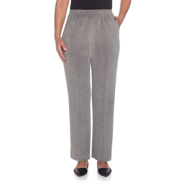 Alfred Dunner Women's Corduroy Lounge Pants Gray Size 18P