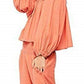 Free People Women's Long Sleeve Jewel Neck Top Orange Size X-Small