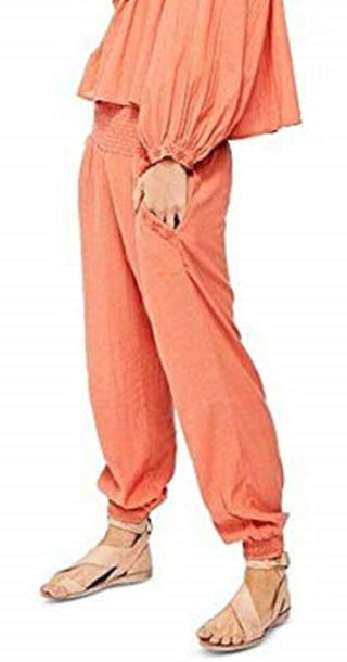 Free People Women's Long Sleeve Jewel Neck Top Orange Size X-Small