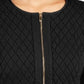 Charter Club Women's Petite Zip-Front Quilted Sweater Black Size PL