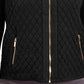 Charter Club Women's Petite Zip-Front Quilted Sweater Black Size PL