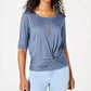 BCX Juniors' Twist-Front Necklace Top Blue Size Small